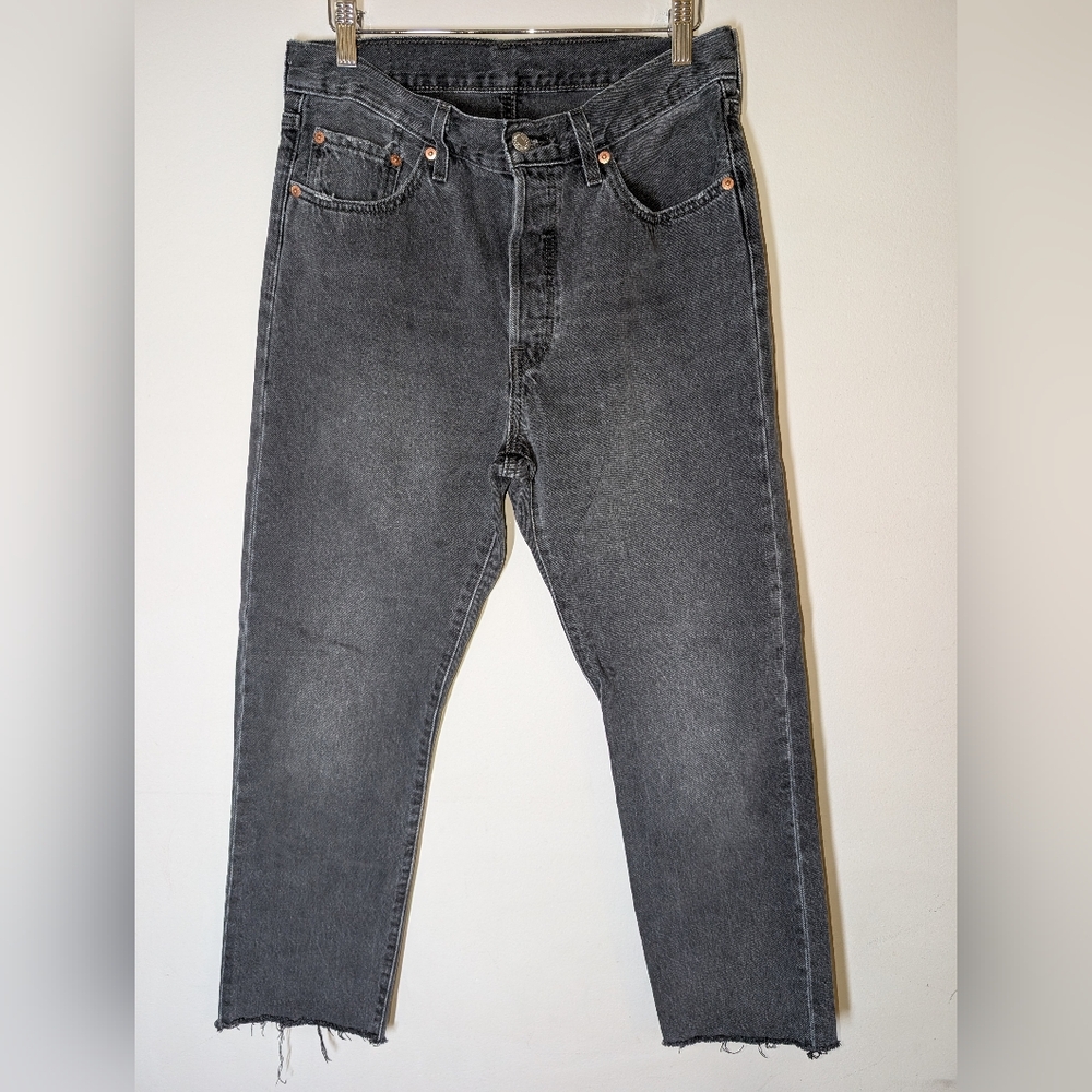 Levis 501 Washed Black Jeans Size 28x27